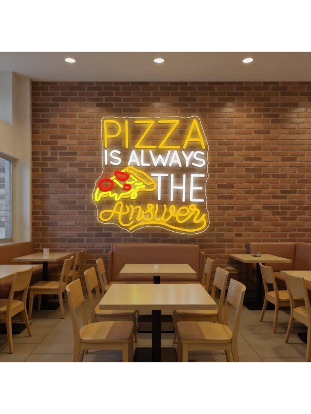 Pizza Neon Wall Sign - Fun Home Decor, 17.19"x15.94", Perfect for Kitchen